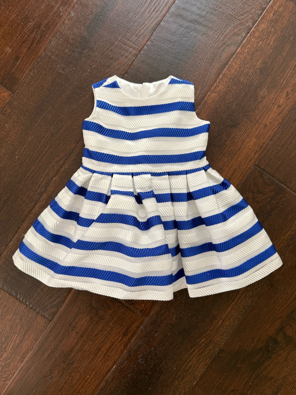Helena Blue and White Striped Girls Dress